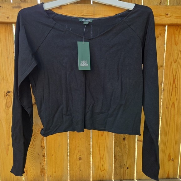 wild fable Tops - Wild Fable Women's Long Sleeve T-Shirt Black, Size Large, Cropped